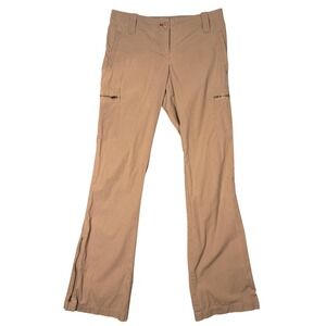 Vintage Y2K Cache Cargo Pants Womens 2 Tan Flared Zipper Utility Streetwear